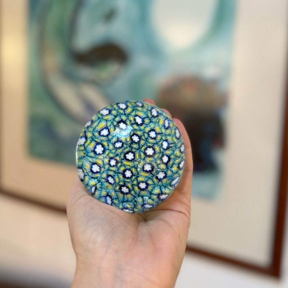 Twos Company Handcrafted Mosaic Art paperweight Blue and Green